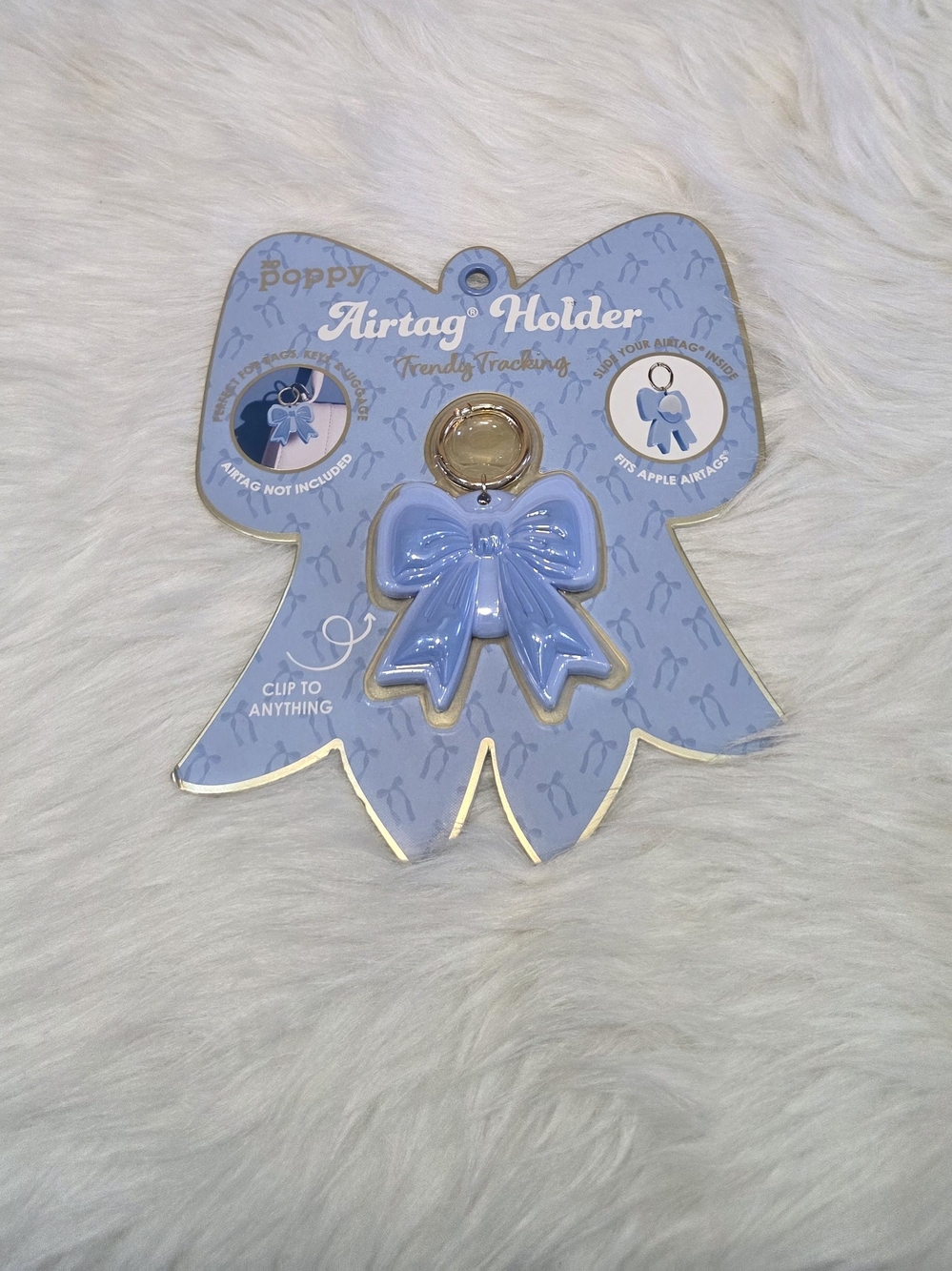 Light Blue Bow AirTag Holder with Clip